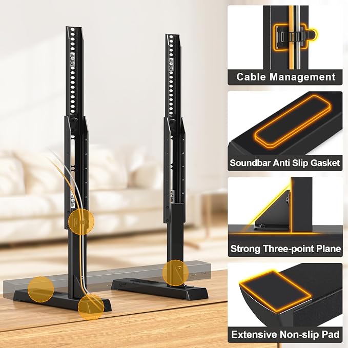 Universal Table Top TV Stand Base for 24-83 inch LCD LED TVs, TV Legs with Height Adjustment and Cable Management Hold up to 150lbs, Max VESA 800x500mm, Black