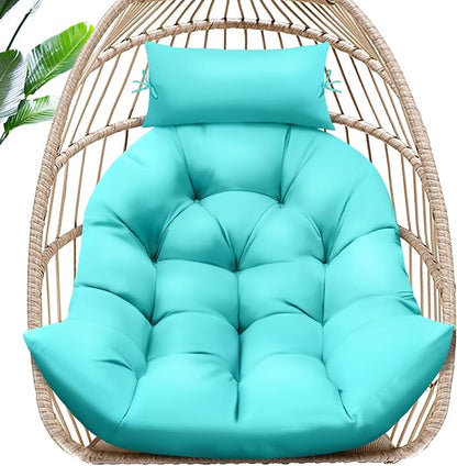 MAGIC ELEPHANT Egg Chair Cushion, Memory Foam Hanging Egg Chair Cushion Replacement, Indoor Outdoor Hammock Basket Swing Cushion with Headrest (Turquoise)