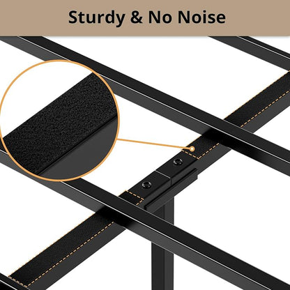 LIKIMIO Queen Bed Frame, Tall Industrial Headboard 51.2 ", Platform Bed Frame with Strong Metal Support, Solid and Stable, Noise Free, No Box Spring Needed, Easy Assembly, Charcoal Grey