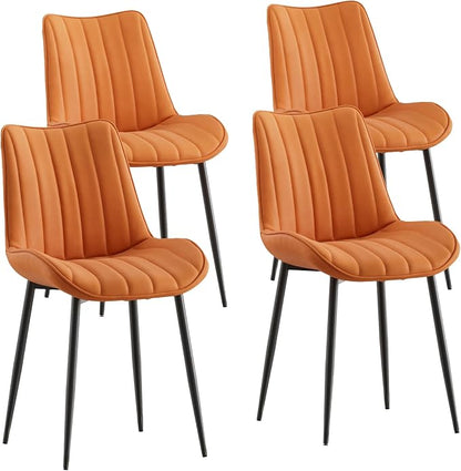 VECELO Dining Chairs Set of 4, Velvet Fabric & Metal Frame, Mordern Style for Kitchen, Living Room,Offcie, Brown