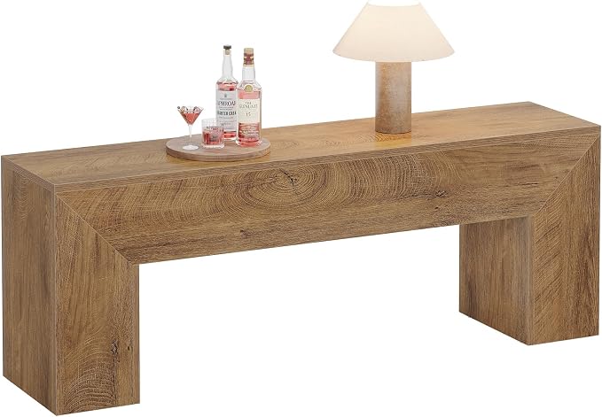 Tribesigns 47'' Wooden Entryway Bench, Farmhouse Entry Bench Seat, Indoor End of Bed Bench with Storage Capability for Living Room, Bedroom, Hallway, Easy Assembly, Natural Brown