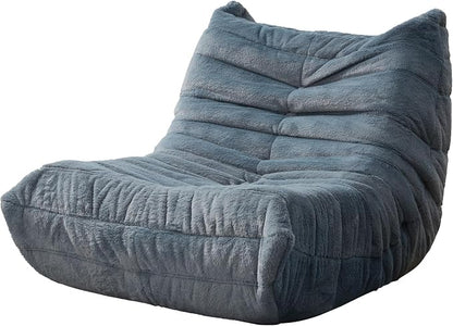 Hobestluk Medium Bean Bag Chair Faux Fur Fabric BeanBag Couch for Playroom | Bluegrey Plush,Ergonomic Design,Memory Foam,Strong Supportive,No Assembly Required,Decorative Style for Living Room Bedroom