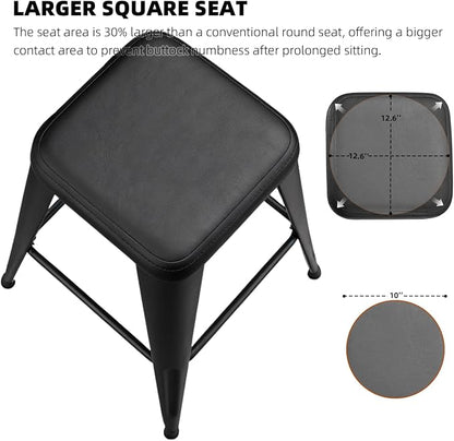 Bar Stools Set of 4, 26" Counter Height Bar Stools Backless, Upholstered Bar Stools with Metal Legs for Kitchen Island, Study Room, Cafe, Black