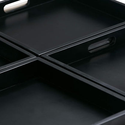 SIMPLIHOME Avalon Wide Contemporary Square Coffee Table Storage Ottoman, Midnight Black, Table Ottoman
