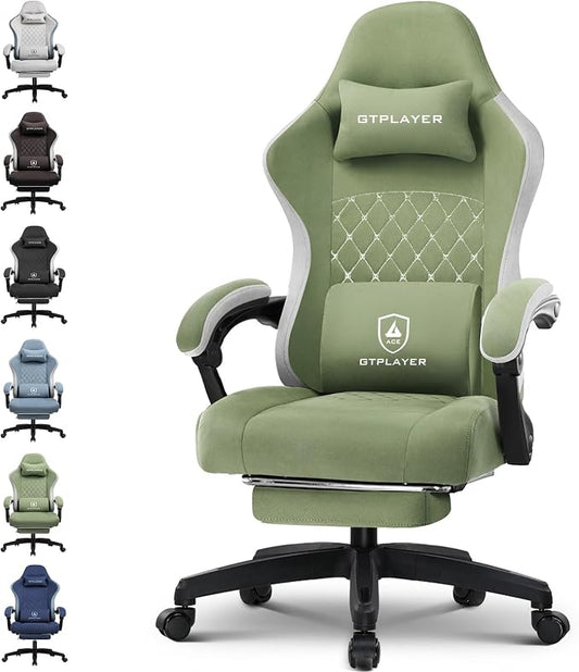 GTPLAYER Gaming Chair, Computer Office Chair with Pocket Spring Cushion, Linkage Armrests and Footrest, High Back Ergonomic Computer Chair with Lumbar Support Task Chair with Footrest