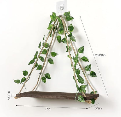 JOPSTDI Floating Shelves for Wall, Plant Wall Decor, Hanging Shelf, Cottage Core Decor, Room Decor Aesthetic, Trinket Shelf, Two-Piece Set, No Drilling
