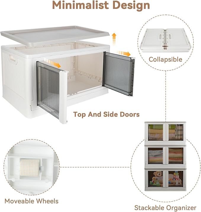 Storage Box, Cabinet with Lids, Extra Large Useful Box, 19 Gallons (72L) Capacity (Each One), 2 Packs, Collapsible, Installation Free, Nice for Home Organization