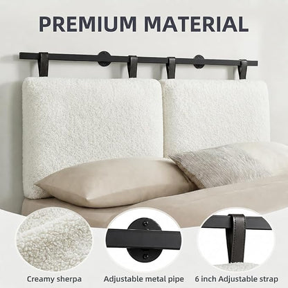 Queen Headboard only, Wall Mounted Headboard for Adjustable Bed, Hanging Head Board for Queen Size Bed Upholstered Headboard Cabeceras De Cama for Bedroom, Dorm, Guest Room, White