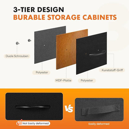 Sweetcrispy 8 Drawer Dresser with Fabric Bins Fabric Storage Tower Organizer for Bedroom Closet Hallway Entryway Tall Chest of Drawers with Steel Frame Wood Top Easy Pull Handles,Black