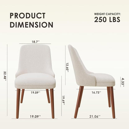MALOL Dining Room Chair Set of 2, Upholstered Kitchen Chairs with Wood Legs, High-Back Padded Dining Chairs for Dining Room/Restaurant/Cafe, Beige