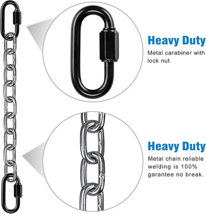 BeneLabel 2Pcs 28 inch Silver Hanging Chain Kits with 4 Carabiners 1000 LB Capacity Heavy Duty Hanging Hammock Chair Hardware Swing Extender Chain for Hanging Chair, Punching Bags, Porch Swing