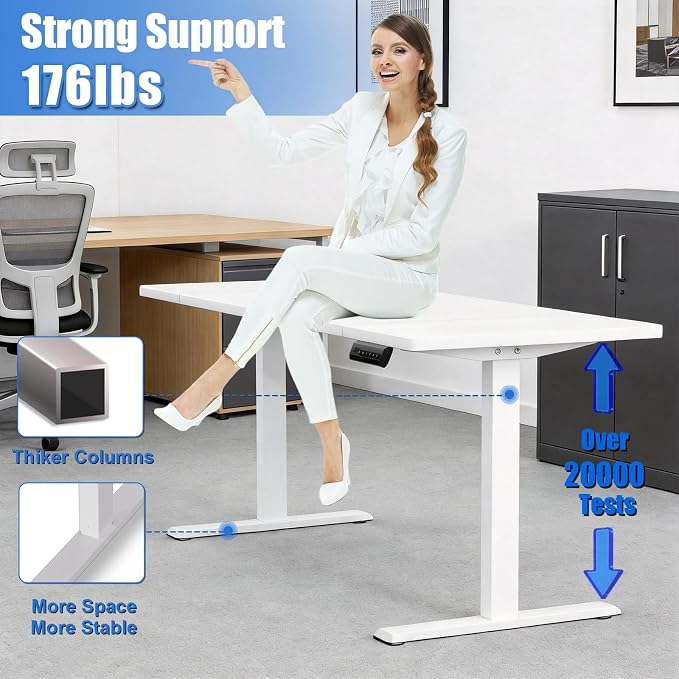 Standing Desk with Splice Board Adjustable Height- 63 inch Mobile Stand up Desk with Wheels, Portable Sit Stand Desks Electric with Lockable Casters