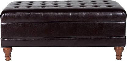 HomePop Deluxe Tufted Storage Bench with Hinged Lid, Espresso