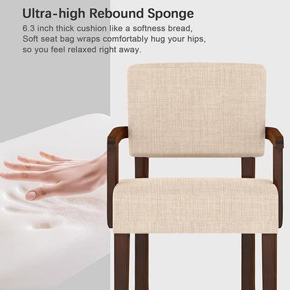 FAGAGA Accent Chair,Armchairs with Solid Wood Frame and Legs,Upholstered Reading Leisure Chair for Bedroom,Office,Waiting Room (Linen, Beige, One Chair)