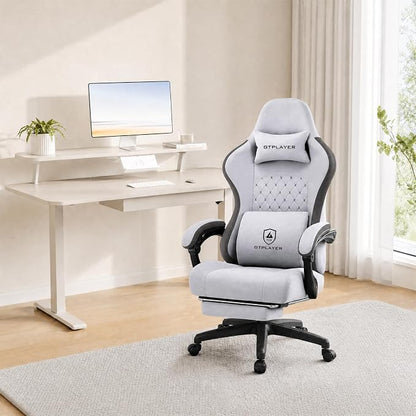 GTPLAYER Gaming Chair, Computer Office Chair with Pocket Spring Cushion, Linkage Armrests and Footrest, High Back Ergonomic Computer Chair with Lumbar Support Task Chair with Footrest