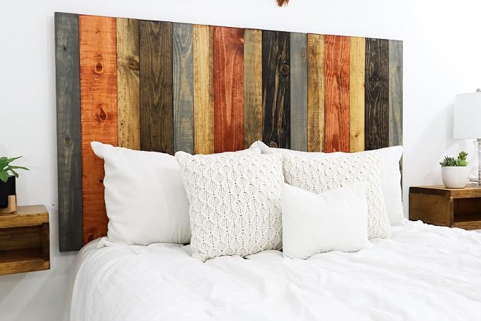 Barn Walls Harvest Mix Signature Design, Multicolored Solid Wood Headboard, Floating Panels, Adjustable Height, Easy Assembly, California King Size