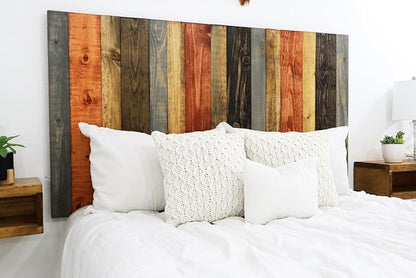 Barn Walls Harvest Mix Signature Design, Multicolored Solid Wood Headboard, Floating Panels, Adjustable Height, Easy Assembly, California King Size