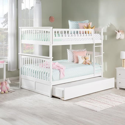AFI, Columbia Ladder Bunk Bed Full Over Full with Twin Trundle, White