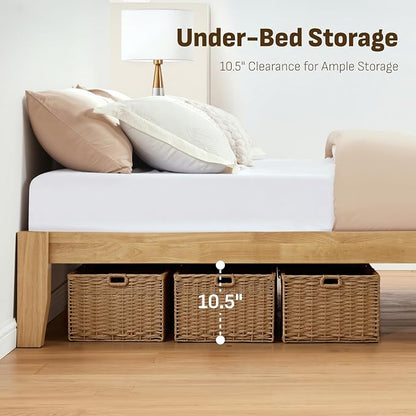 Softa Mikor King Japanese Joinery Bed Frame, Solid Rubberwood, 1500 Lbs Heavy Duty Slats Support, SGS Certified, 15Min No-Tool Setup, Under-Bed Storage, No Box Spring Needed, Noise-Free