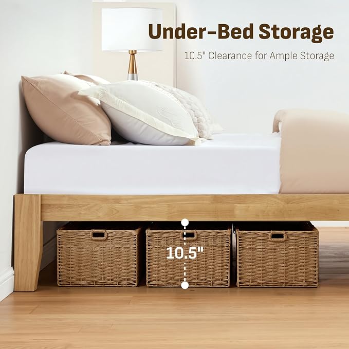 Softa Mikor Queen Japanese Joinery Bed Frame, Solid Rubberwood Platform Bed, 1500 Lbs Heavy Duty Slats Support, SGS Certified, 15Min No-Tool Setup, Under-Bed Storage, No Box Spring Needed, Noise-Free
