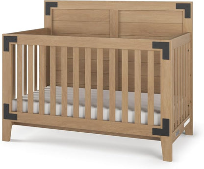 Child Craft Lucas Design 4-in-1 Convertible Baby Crib Nursery Furniture Set - Baby Bed, Toddler Bed and Full Size Bed, 3 Adjustable Mattress Positions, Real Wood, Baby Safe Finish (Nutmeg)