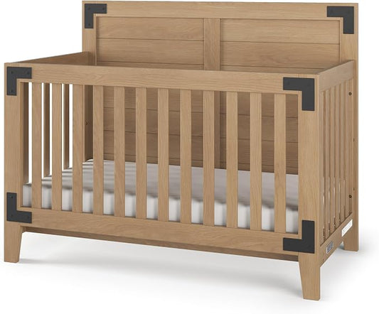 Child Craft Lucas Design 4-in-1 Convertible Baby Crib Nursery Furniture Set - Baby Bed, Toddler Bed and Full Size Bed, 3 Adjustable Mattress Positions, Real Wood, Baby Safe Finish (Nutmeg)