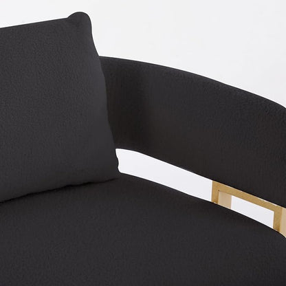 YISHENG Loveseat Sofa Modern Accent Chairs for Living Room with Golden Metal Legs Soft Teddy Upholstered Reading Armchairs no Wheels for Reception Room//Bedroom/Lounge/Office, Black