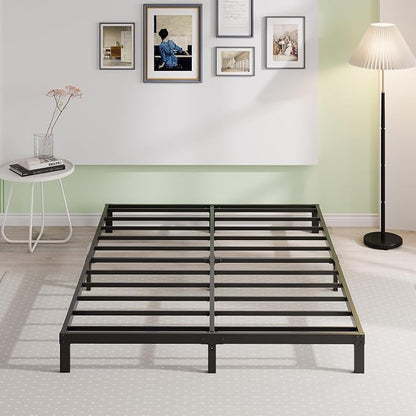 EMODA 6 Inch California King Bed Frames Heavy Duty Metal Cal King Platform with Steel Slats Support, No Box Spring Needed, Noise Free, Black