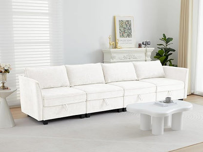 ORRD Modular Sectional Sofa, Convertible Couch with Storage, 4 Seater Sofa Modular with Reversible Chaise for Living Room, Office (Beige)