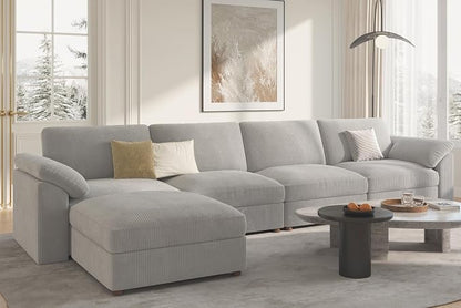 EASE MOOSE Oversized Sectional Modular Sofa with Ottoman,Comfty L Shape Sectional Deep Modular Sofa,Cloud Couch for Living Room,Removable Cover