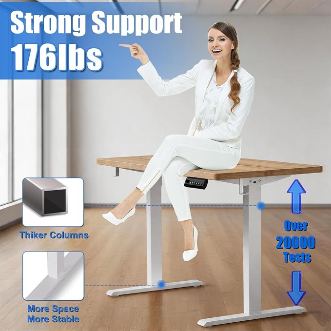 Whole Piece Standing Desk with Wheels Adjustable Height - Mobile Stand up Desk with Lockable Casters, Portable Sit Stand Desk Electric for Home & Office Workstation