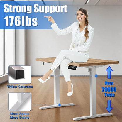 Whole Piece Standing Desk with Wheels Adjustable Height - Mobile Stand up Desk with Lockable Casters, Portable Sit Stand Desk Electric for Home & Office Workstation