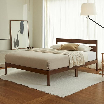 LIFEMENT Classic Wood Platform Bed Frame with Headboard, Essential, Noise Free, Under Bed Storage, No Box Spring Needed, Easy Assembly (Cherry, King (U.S. Standard))