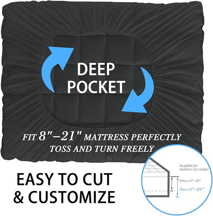 CYMULA King Size Mattress Topper - Extra Thick Cooling Mattress Pad Cover for Back Pain - Soft Mattress Protector Firm Bed Topper Pillow Top with 8-21 Inch Deep Pocket 3D Snow Down Alternative Fill