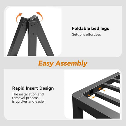 NKZ King Platform Bed Frame 4 Inch, Heavy Duty Metal Low Profile Bed Frame with Round Corner Legs, 3500lbs Weight Capacity Reinforced Frame, No Box Spring Needed，Noise-Free, Easy Assembly