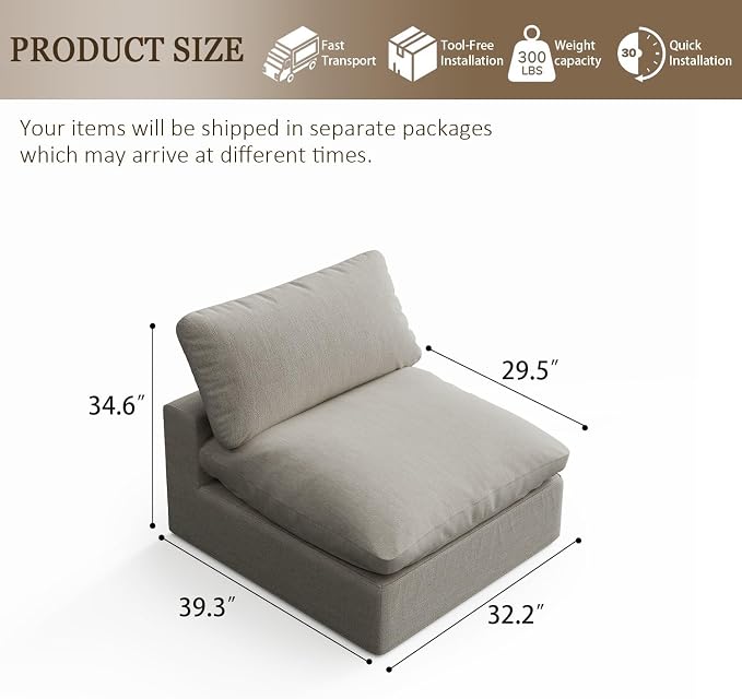 Modular Sectional Sofa,Extra Comfty Deep-Seat-Filled Couch, Black Modern Couches for Living Room,Apartment,Office,Small Space