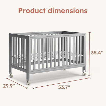 MAMAZING EvoNest Baby Crib, 11 in 1 Convertible Crib with Wheels, 100% New Zealand Wood Growing Bed, Full Size Crib for Baby, 4 Adjustable Mattress Height, Grey
