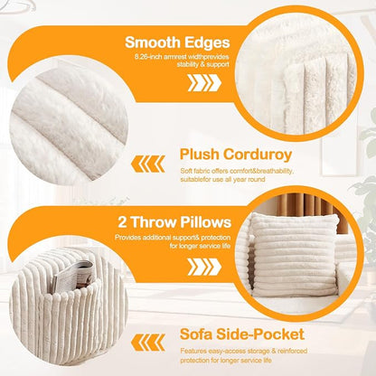 Erament Boneless Loveseat Convertible Sofa Bed, Folding Floor Futon Sleeper Sofa Couch Bed- Boneless Foldable Couch, Furry Pull Out Sofa Bed with 2 Pillows for Living Room & Bedroom