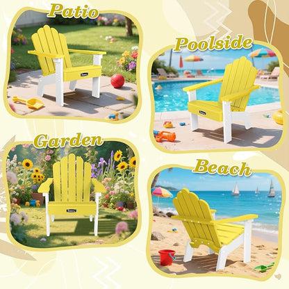 FUNBERRY Kids Outdoor Chair, Kids Adirondack Chairs, Toddler Outdoor Chair | CPC Certified, HDPE All Weather, Easy Assembly, Ergonomic Design, Fade Shield, Easy-Clean for Patio, Garden, Backyard, Beach