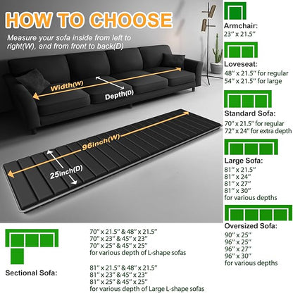 LAVEVE Heavy Duty Couch Cushion Support Board for Sagging Sofa, 25''x96'' Extra Thick Solid Wood Under Couch Insert with Anti-Slip Dots, Perfectly Fix and Protect Oversized Sofa, Extend Couch Life