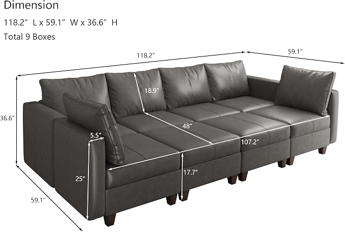 EASE MOOSE Modular Sectional Sofa Sleeper Couch with Storage,Faux Leather Large Moduar Sleeper Sofa Sectional Sofa Bed Modular Couch for Living Room