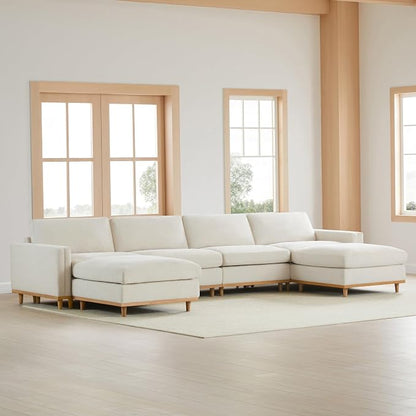 CHITA 153” Super Large Luxury Sectional Modular Sofa, Down Filled, 6 Seat Couch, Linen