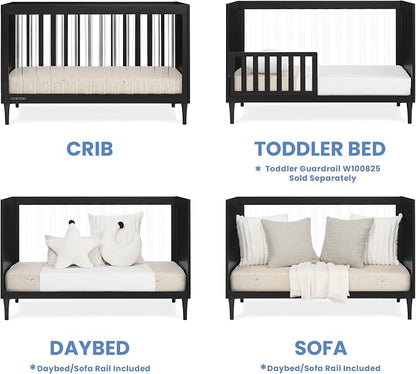 Delta Children Bowie 4-in-1 Convertible Acrylic Crib - Greenguard Gold Certified, Black Ebony