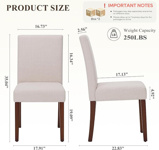 MALOL Upholstered Dining Chairs Set of 4, Fabric Dining Room Chairs, Modern Wooden Dining Chair, Kitchen Side Chairs, Farmhouse Dinner Chair with High Back for Kitchen, Beige