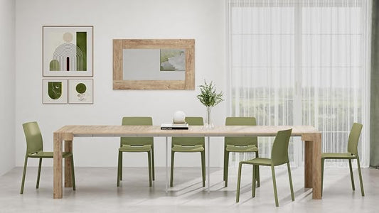 Mobili Fiver, First, Extendable Console Table 17.7(120) x35.4 in, Oak, for 4-14 People, Space-Saving Dining Table, Italian Furniture