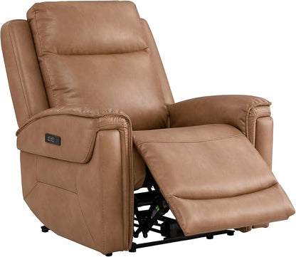 Watson & Whitely Super Zero Gravity Power Recliner Chairs with Power Headrest, Leather Recliner with USB/Type-C Ports for Adults, Electric Reclining Sofa Chair for Living Room, Bedroom, Cognac Brown