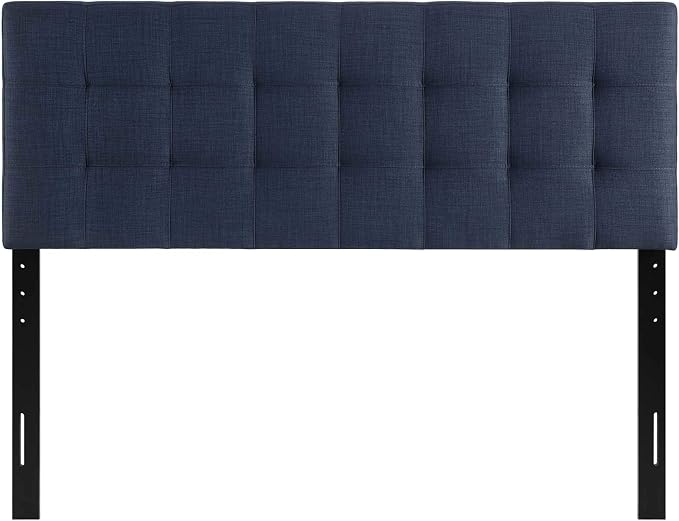 Modway Lily Tufted Linen Fabric Upholstered Full Headboard in Navy