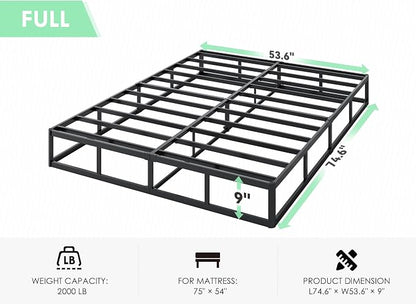 QEROMY 9 Inch High Profile Box Spring, Sturdy Metal Frame Mattress Foundation, Easy Assembly, Quiet & Noise-Free, Full Size