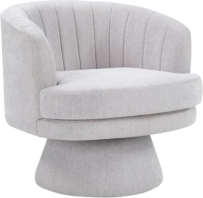 CANMOV Swivel Accent Chair with Armrest, Modern 360 Degree Swivel Barrel Chair with Curve Back and Soft Cushion,Comfy Fabric Round Armchair Single Sofa for Living Room,Bedroom,Waiting Room,Grey