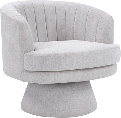 CANMOV Swivel Accent Chair with Armrest Set of 2, Modern 360 Degree Swivel Barrel Chair with Curve Back and Soft Cushion, Comfy Fabric Round Armchair Single Sofa for Living Room, Bedroom,Grey